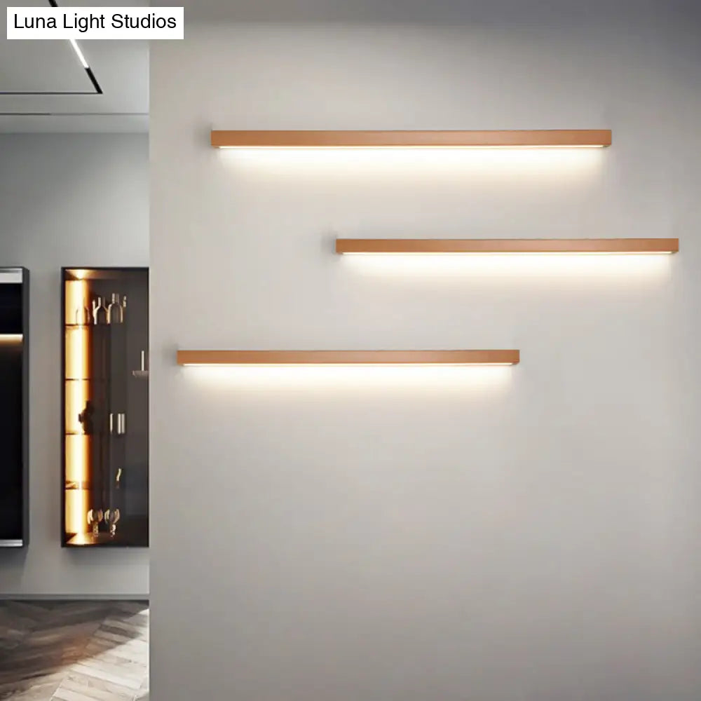 Modern Beige Wooden Led Wall Sconce For Contemporary Living Room Lighting