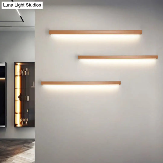 Modern Beige Wooden Led Wall Sconce For Contemporary Living Room Lighting