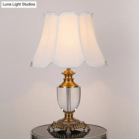 Modern Bell Shade Desk Lamp With Fabric White Color - Perfect For Dining Room
