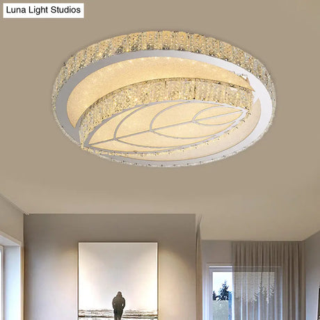 Modern Bevel Cut Glass Led Ceiling Mounted Flush Light In Chrome For Sleeping Room