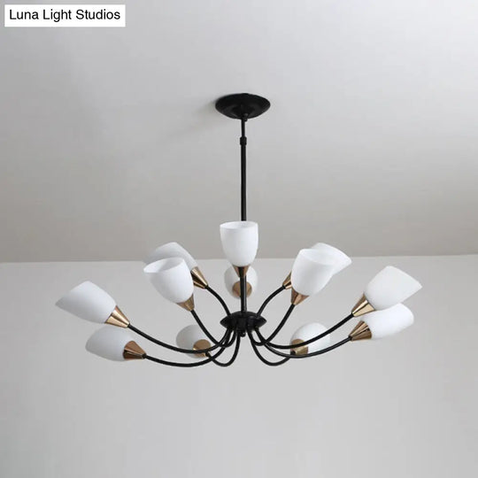 Modern Beveled Glass Chandelier With Starburst Design - Black Hanging Ceiling Light (3/6/8 Heads)