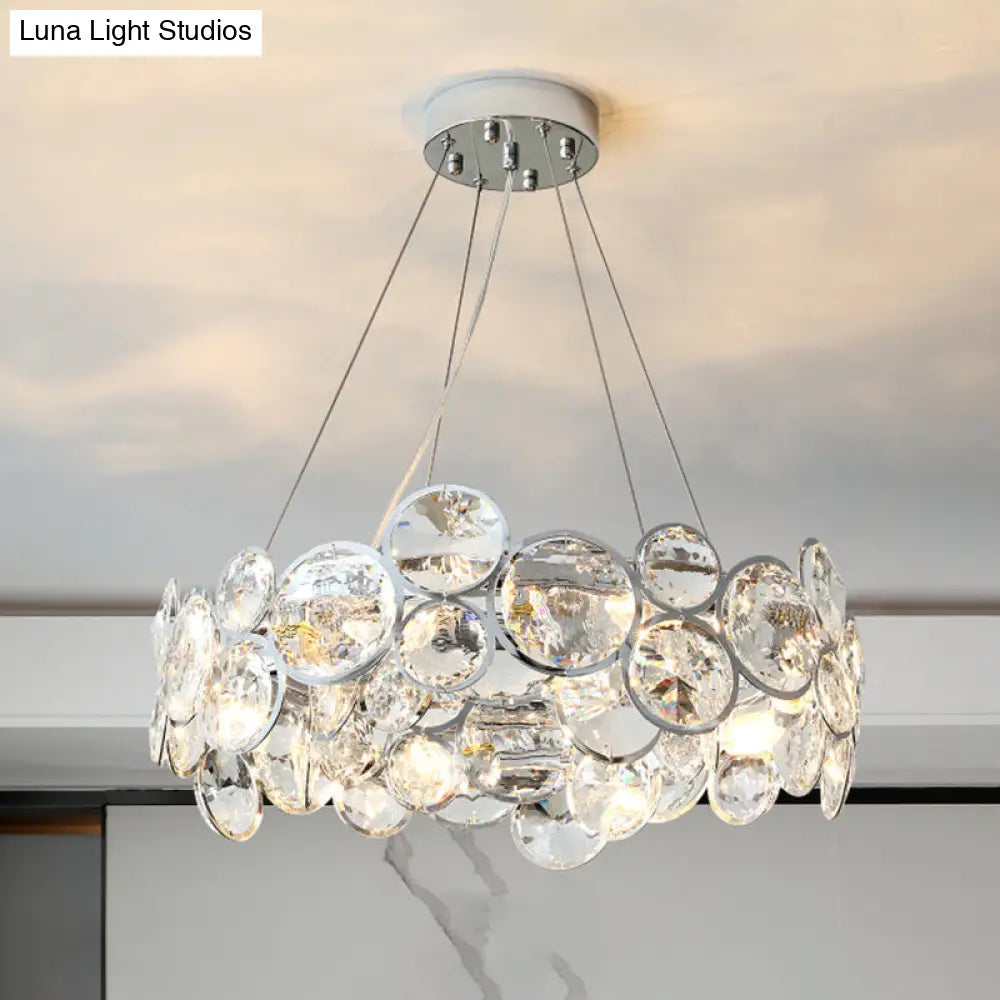 Stylish Beveled K9 Crystal Chandelier - Modern 8-Bulb Clear Pendant Lamp