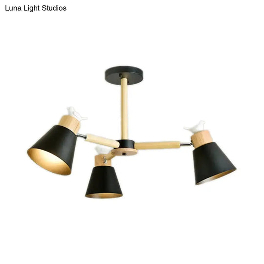 Modern Bird Bucket Pendant Light: Stylish Metal Chandelier For Bedroom