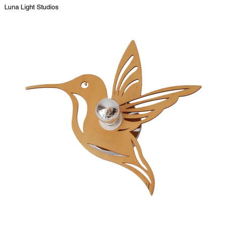 Modern Bird-Shaped Wood Sconce With Beige Wall Mount - Bedside Lamp