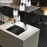 Modern Black 5-Light Cluster Pendant With Clear Glass Jar Shades - Hanging Light Fixture Cord/Chain