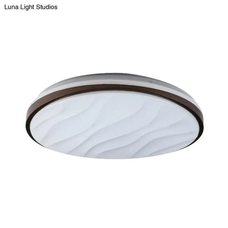 Modern Black Acrylic Led Ceiling Flush - Round & Wave Design 16’/19.5’ Dia Warm/White Light