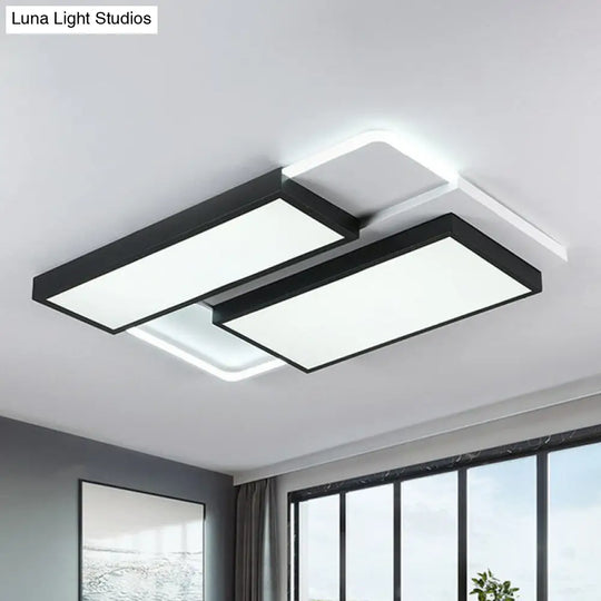 Modern Black Acrylic Led Flush Ceiling Light Fixture / 23.5 Third Gear