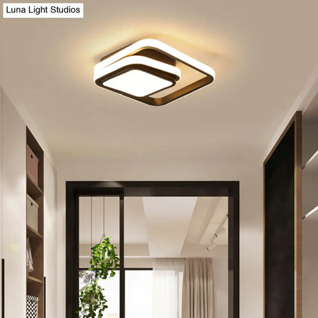 Modern Black Aluminum Led Flush Mount Ceiling Light For Foyer