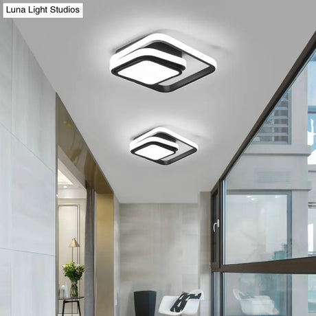 Modern Black Aluminum Led Flush Mount Ceiling Light For Foyer