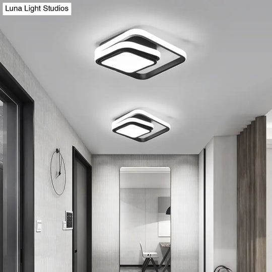 Modern Black Aluminum Led Flush Mount Ceiling Light For Foyer