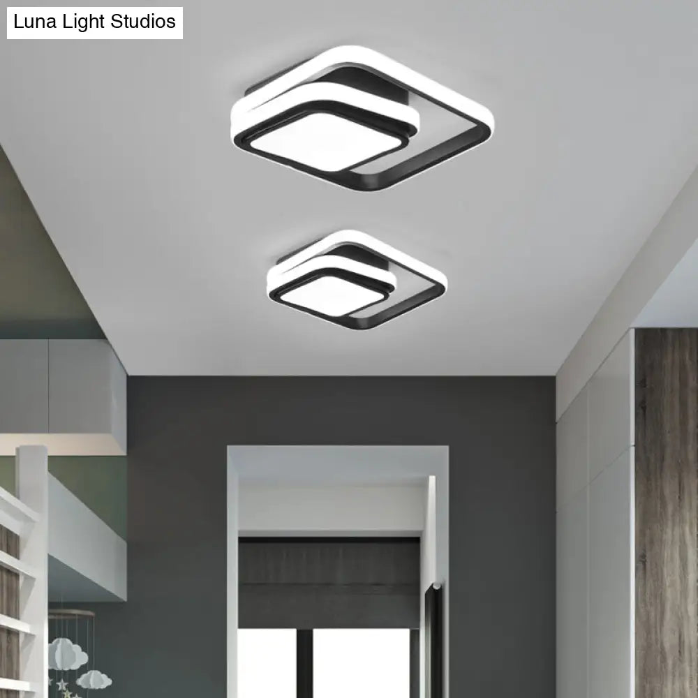 Modern Black Aluminum Led Flush Mount Ceiling Light For Foyer