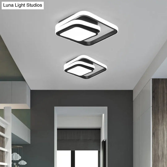 Modern Black Aluminum Led Flush Mount Ceiling Light For Foyer