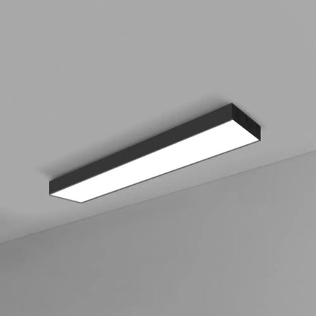 Modern Black Aluminum Office Ceiling Light - Rectangular Flush Mount Recessed Lighting / Large 47.5