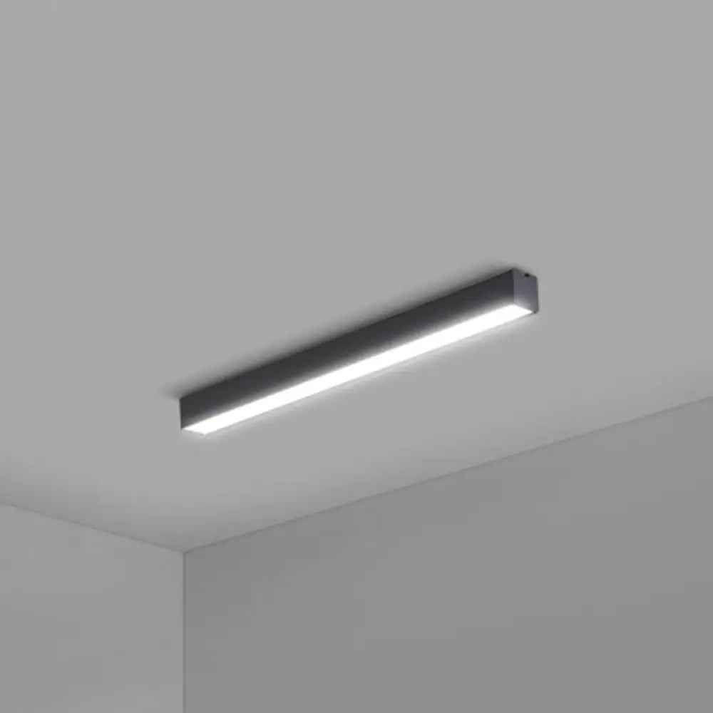 Modern Black Aluminum Office Ceiling Light - Rectangular Flush Mount Recessed Lighting / Small 23.5