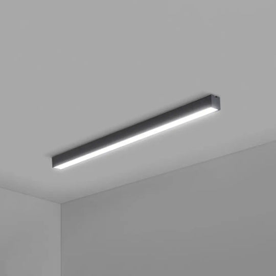 Modern Black Aluminum Office Ceiling Light - Rectangular Flush Mount Recessed Lighting / Small 35.5