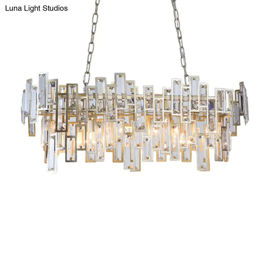Modern Black And Gold Oval Pendant Lamp With Crystal Accents Island Lighting Functionality