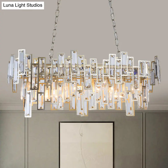 Modern Black And Gold Oval Pendant Lamp With Crystal Accents Island Lighting Functionality