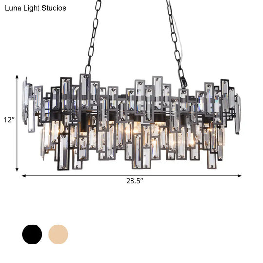Modern Black And Gold Oval Pendant Lamp With Crystal Accents Island Lighting Functionality