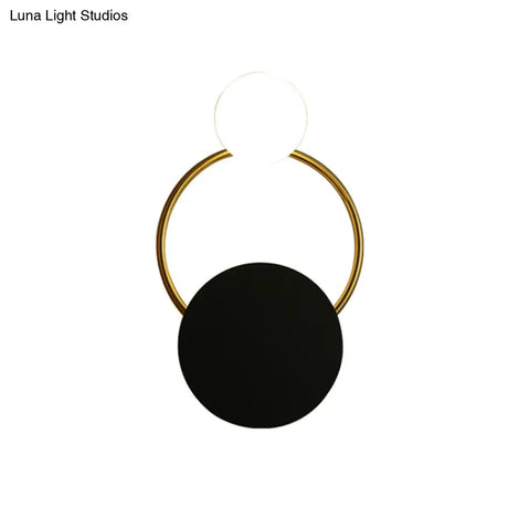 Modern Black And Gold Round Wall Sconce For Bedside Lighting