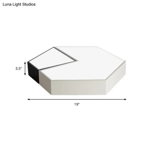 Modern Black And White Hexagon Ceiling Light Acrylic Shade Mount Fixture 11’/15’/19’ Dia -