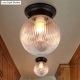 Modern Black Ball Flush Mount Ceiling Light With Clear Glass - 1 Fixture