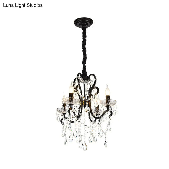 Modern Black Bedroom Chandelier - 4/5 Lights Crystal Stands Swag Hanging Ceiling Fixture