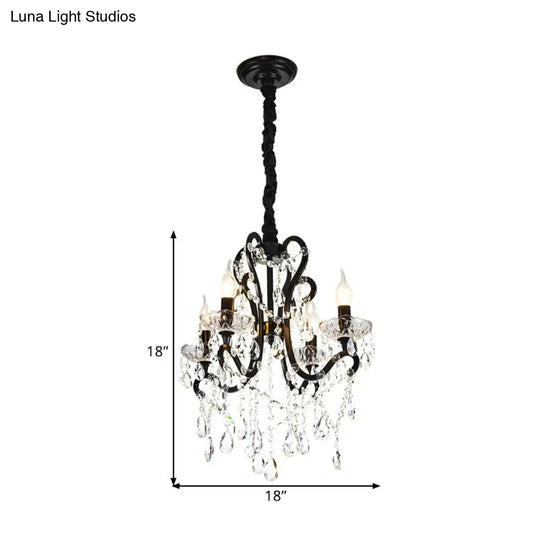 Modern Black Bedroom Chandelier - 4/5 Light Crystal Stands Swag Hanging Ceiling Fixture