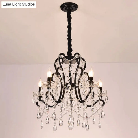 Modern Black Bedroom Chandelier - 4/5 Lights Crystal Stands Swag Hanging Ceiling Fixture 5 /