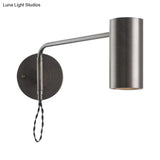 Modern Black & Brass Wall Sconce With Metal Shade - Bedroom Light Fixture