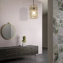 Modern Black Crystal Pendant Lamp With Clear Cylindrical Suspended Light For Living Room