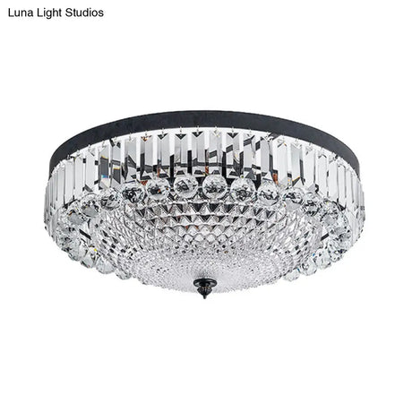 Modern Black Cut - Crystal Flush Mount Lamp For Bedroom Ceiling Lighting