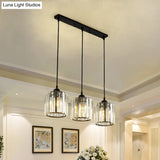 Modern Black Cylindrical Pendant Light With Crystal Shade - Stylish Suspension Lighting Fixture