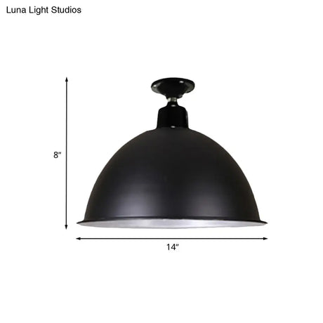 Modern Black Dome Ceiling Light For Dining Room - Loft Style 1 Head 12’/14’ Width