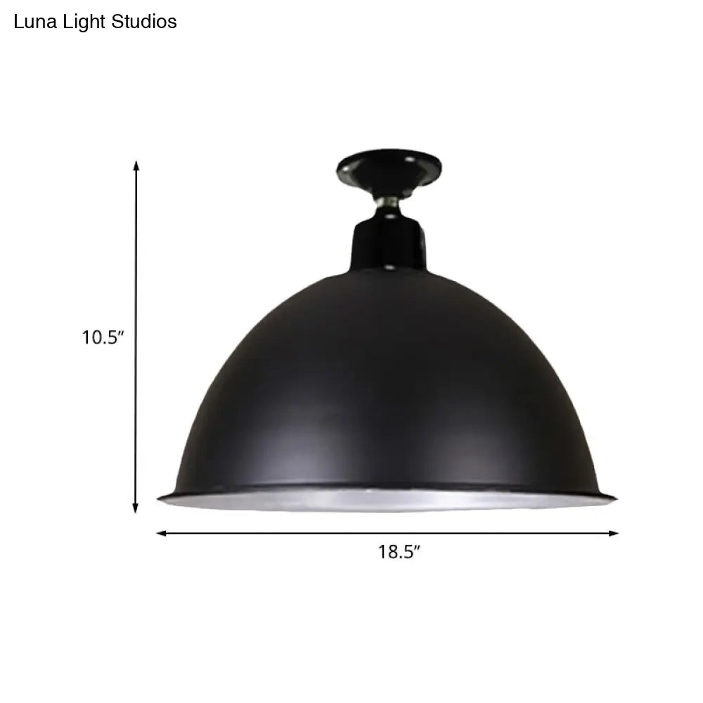 Modern Black Dome Ceiling Light For Dining Room - Loft Style 1 Head 12/14 Width
