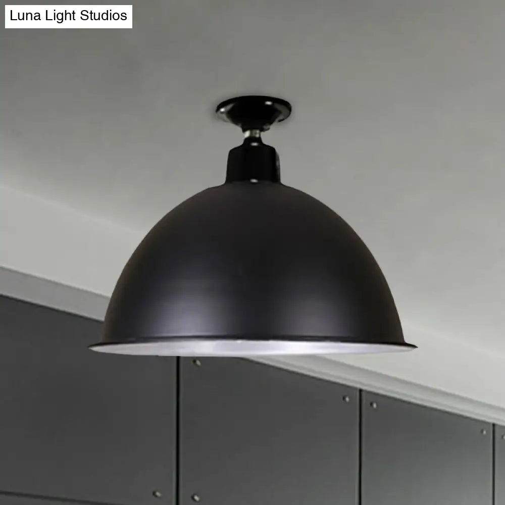 Modern Black Dome Ceiling Light For Dining Room - Loft Style 1 Head 12’/14’ Width