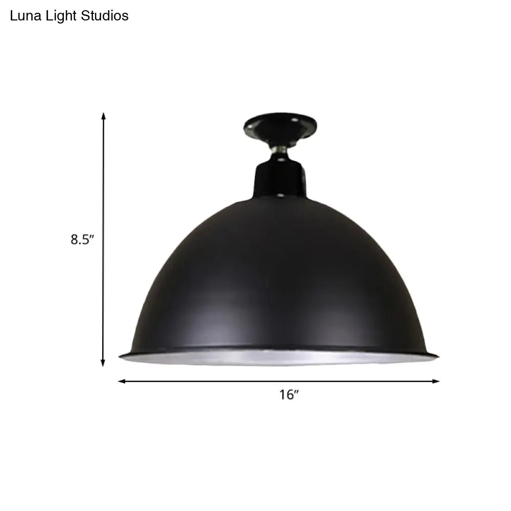 Modern Black Dome Ceiling Light For Dining Room - Loft Style 1 Head 12’/14’ Width
