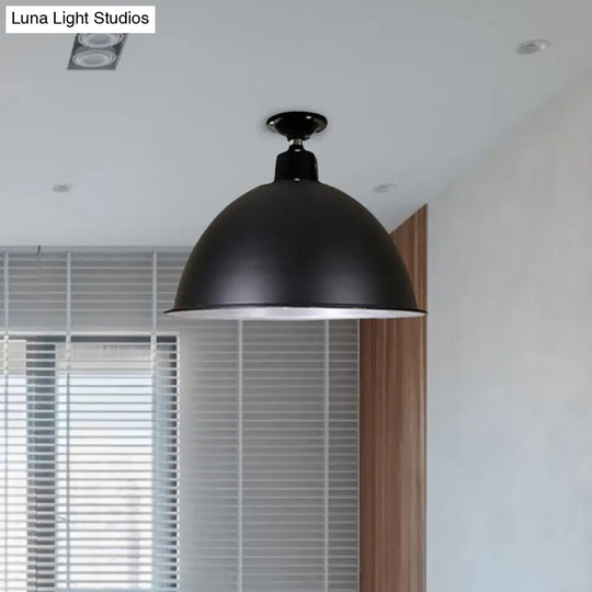 Modern Black Dome Ceiling Light For Dining Room - Loft Style 1 Head 12/14 Width