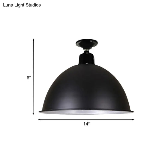 Modern Black Dome Ceiling Light For Dining Room - Loft Style 1 Head 12’/14’ Width