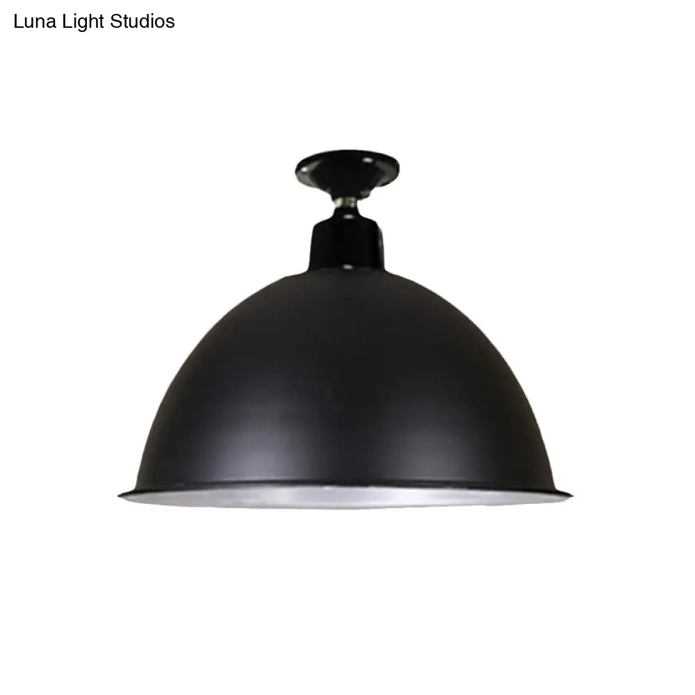 Modern Black Dome Ceiling Light For Dining Room - Loft Style 1 Head 12/14 Width