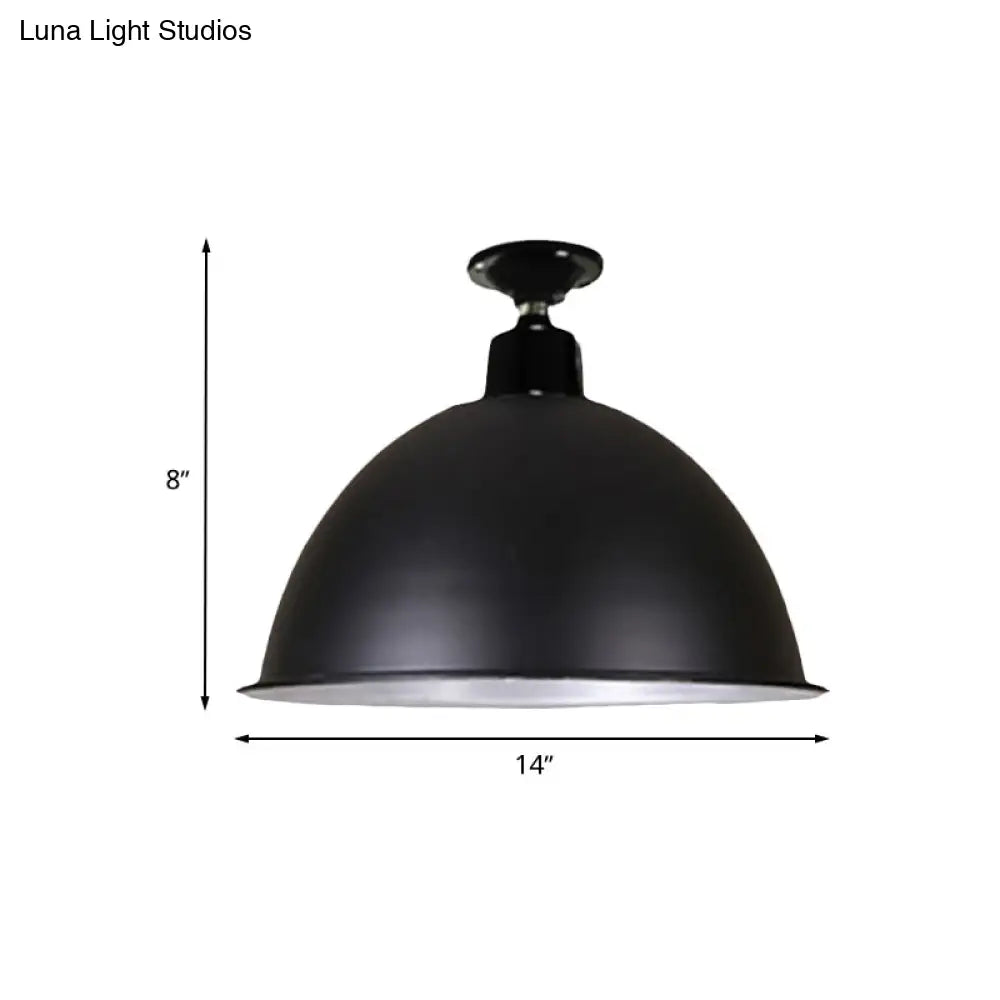 Modern Black Dome Ceiling Light For Dining Room - Loft Style 1 Head 12/14 Width