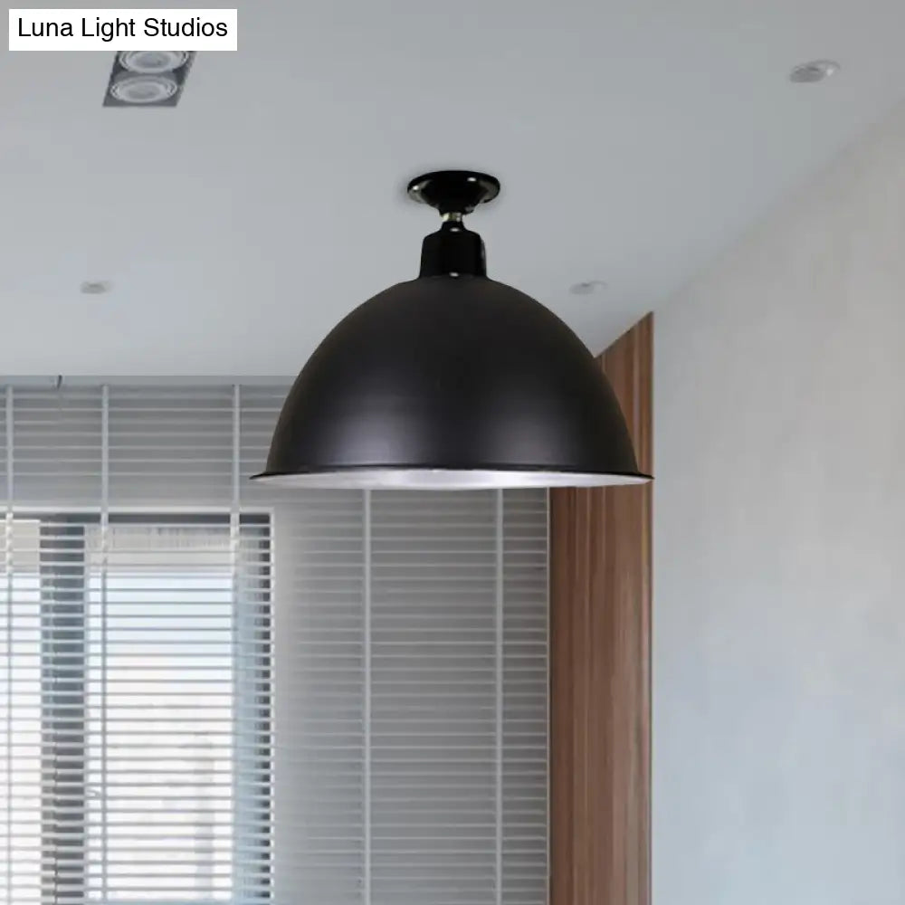 Modern Black Dome Ceiling Light For Dining Room - Loft Style 1 Head 12’/14’ Width