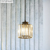 Modern Black Drum Pendant Light With Clear Crystal 1 Head - Stylish Ceiling Hanging Fixture For