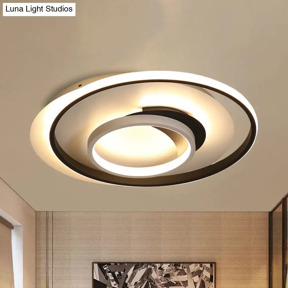 Modern Black Flush Ceiling Lighting Fixture - 18’/21.5’ Round Acrylic Led Light In Warm/White /