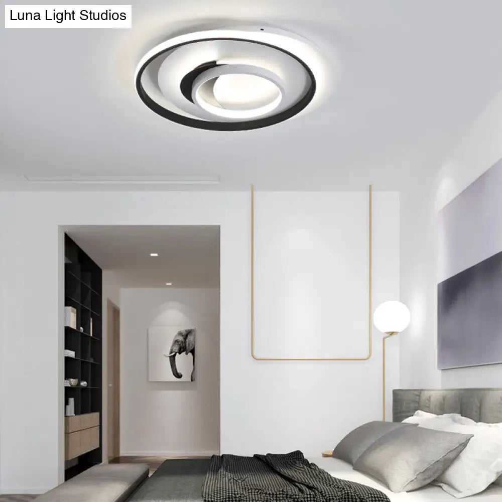 Modern Black Flush Ceiling Lighting Fixture - 18’/21.5’ Round Acrylic Led Light In Warm/White /