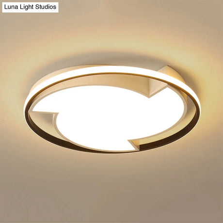 Modern Black Flush Mount Ceiling Light - Windmill Design With Acrylic Led Warm/White