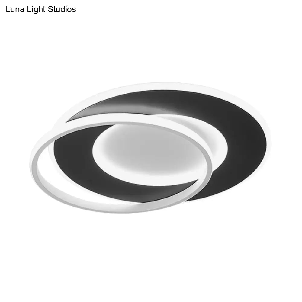 Modern Black Flush Mount Led Ceiling Light With Remote Control Dimming - 18’/22’ Wide Ring In