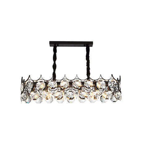 Modern Black Geometric Chandelier With Beveled Crystal Pendant Light For Living Room / Small