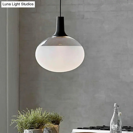 Modern Black Glass Elliptical Suspended Lighting Fixture For Restaurants