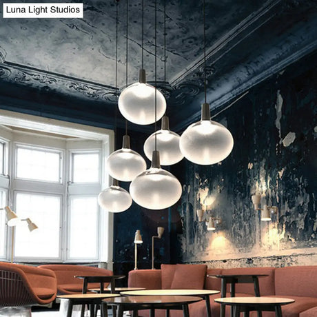Modern Black Glass Elliptical Suspended Lighting Fixture For Restaurants