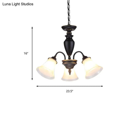 Modern Black Glass Pendant Chandelier With Multiple Light Options For Living Room